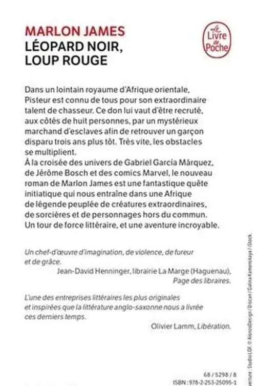Léopard noir, loup rouge, Marlon James