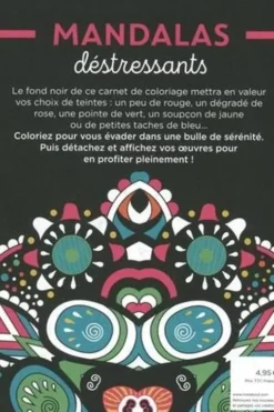 Mandalas déstressants. Bloc de coloriages Black Premium, Marabout