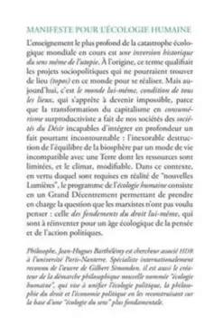 Manifeste pour l'écologie humaine, Jean-Hugues Barthélémy