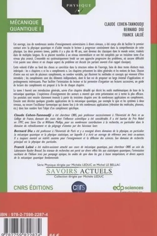 Mécanique quantique. Tome 1, 2e édition, Claude Cohen-Tannoudji
