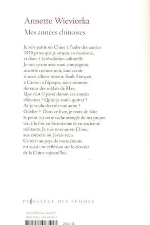 Mes années chinoises, Annette Wieviorka