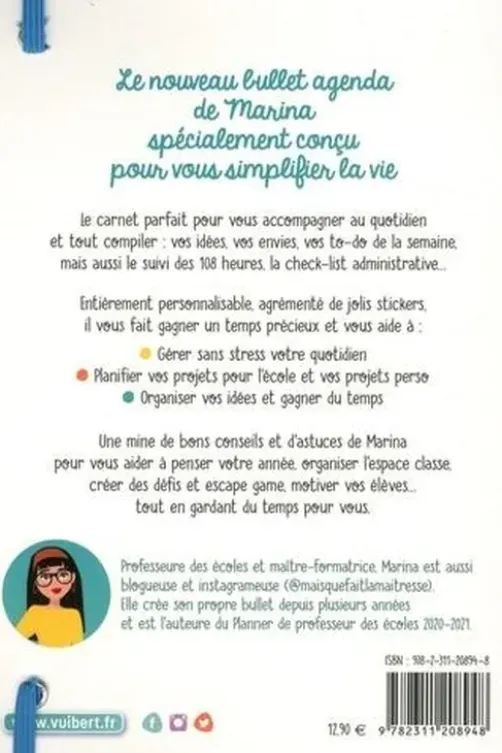 Mon bullet agenda de professeur des écoles. Edition 2020-2021, Marina