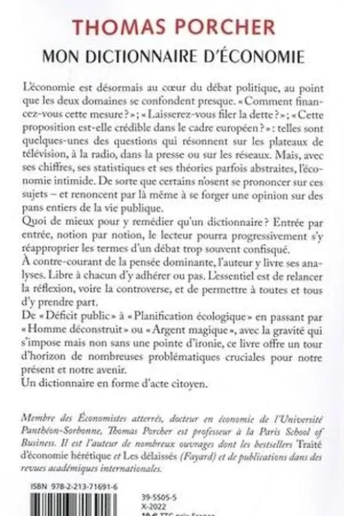 Mon dictionnaire d'économie. Comprendre, se positionner, débattre, Thomas Porcher