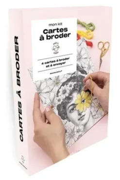 Mon kit cartes à broder. Avec 4 cartes à broder, 4 échevettes de fils, 1 aiguille à broder et 1 livret explicatif, Marabout
