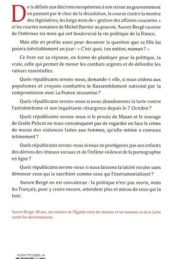 Nos combats pour la République. Un appel à croire en nos idéaux et à se dresser face aux défis de notre temps : populisme, antisémitisme, laïcité, démocratie, violences faites aux femmes et aux enfants..., Aurore Bergé