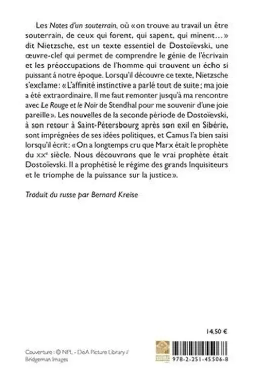 Notes d'un souterrain, Fédor Mikhaïlovitch Dostoïevski