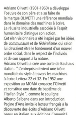 Nous rêvons de silence, Adriano Olivetti