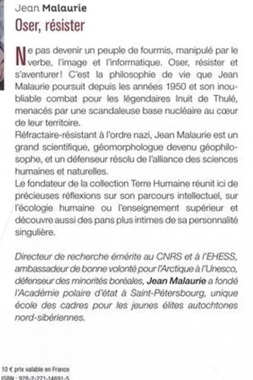 Oser, résister, Jean Malaurie