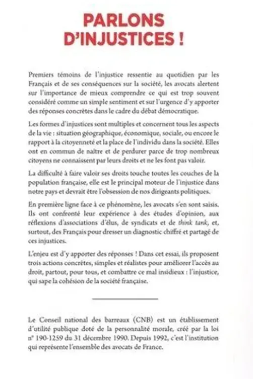 Parlons d'injustices !, Conseil national des barreaux