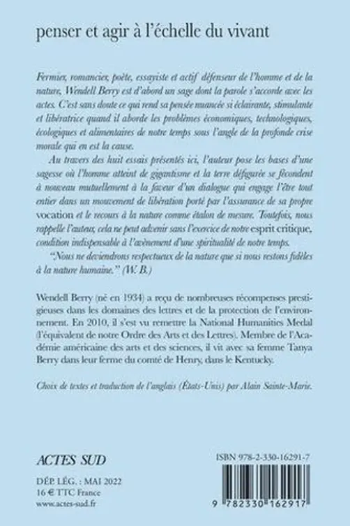 Penser et agir à l'échelle du vivant, Wendell Berry