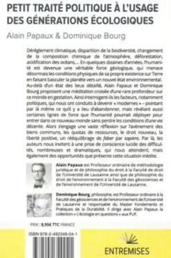 Petit traité politique à l'usage des générations écologiques, Dominique Bourg