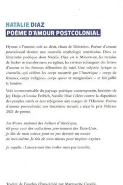 Poème d’amour postcolonial. Poèmes, Edition bilingue français-anglais, Natalie Diaz
