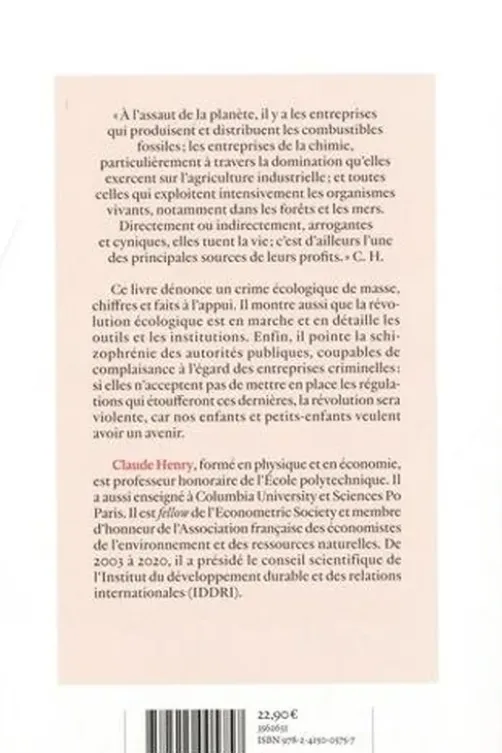 Pour éviter un crime écologique de masse, Claude Henry