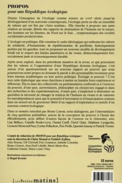 Propos pour une République écologique N° 3 : Ecologie et pouvoir, Claire Monod