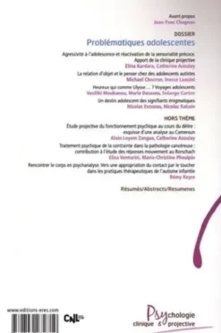 Psychologie clinique et projective N° 30-2021/2 : Problématiques adolescentes, Jean-Yves Chagnon