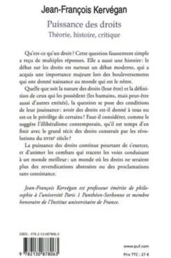 Puissance des droits. Théorie, histoire, critique, Jean-François Kervégan