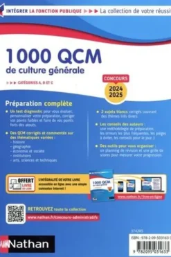 1 000 QCM de culture générale. Catégories A, B, C, Edition 2024-2025, Sylvie Grasser