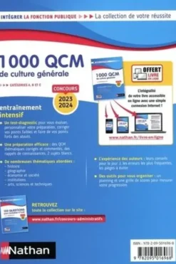 1000 QCM de culture générale. Catégories A, B, C, Edition 2023-2024, Sylvie Grasser
