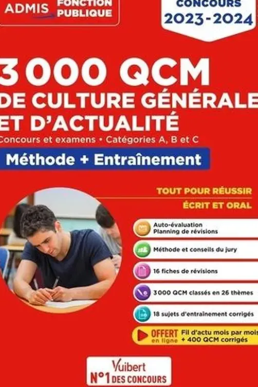 3000 QCM de culture générale et d'actualité. Méthode + Entraînement Catégories B et C, Edition 2023-2024, Mélanie Hoffert