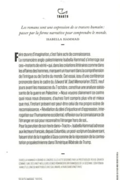 Reconnaître l'étranger. La Palestine et le récit, Isabella Hammad
