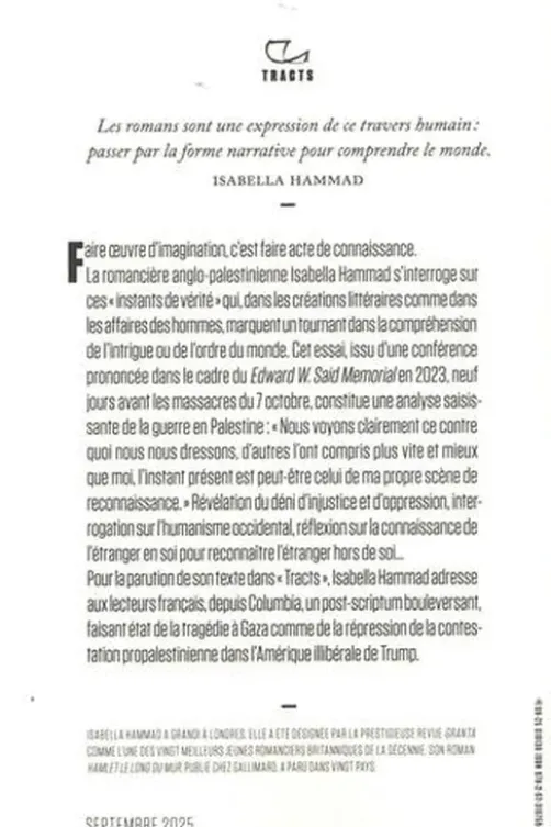 Reconnaître l'étranger. La Palestine et le récit, Isabella Hammad