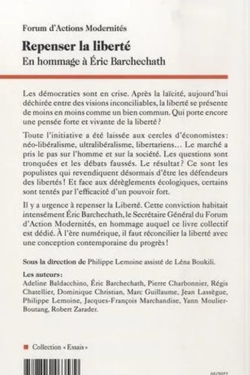 Repenser la liberté ! En hommage à Eric Barchechath, Forum d'Actions Modernites
