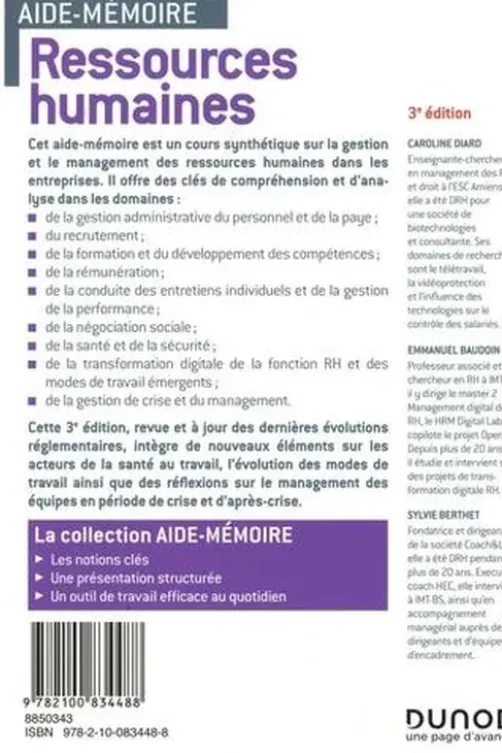 Ressources humaines. 3e édition, Caroline Diard