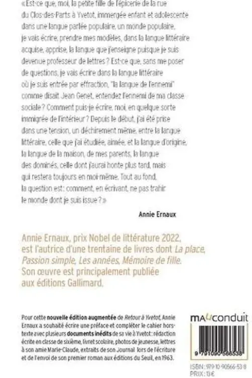 Retour à Yvetot, Annie Ernaux