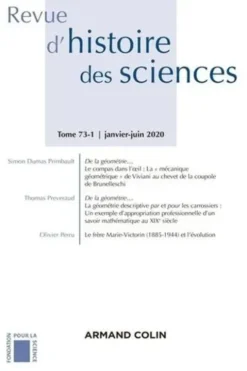 Revue d'histoire des sciences N° 1, 2020, Armand Colin