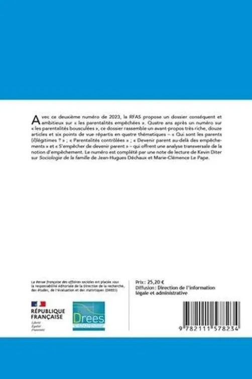 Revue française des affaires sociales N° 2, avril-juin 2023 : Les parentalités empêchées, Irène-Lucile Hertzog