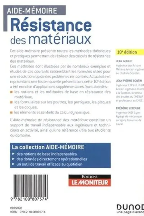 Résistance des matériaux. 10e édition, Jean Goulet