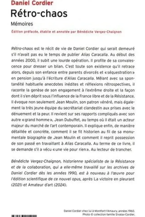 Rétro-chaos. Mémoires, Daniel Cordier
