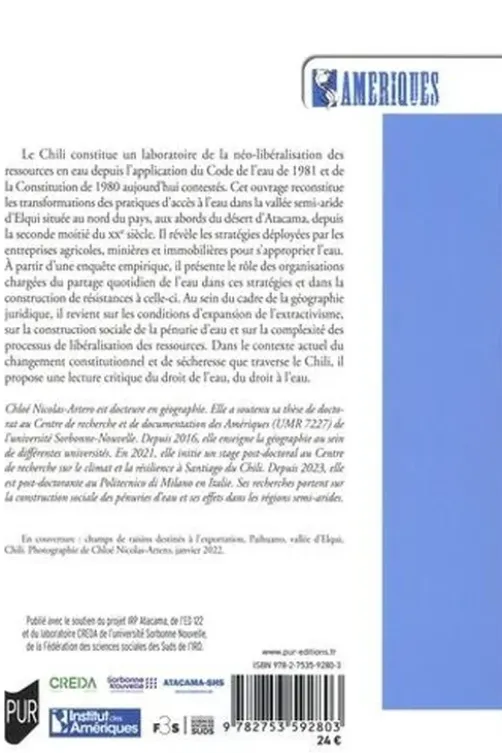 S'approprier l'eau. Droits, espaces et pouvoirs au Chili, Chloé Nicolas-Artero