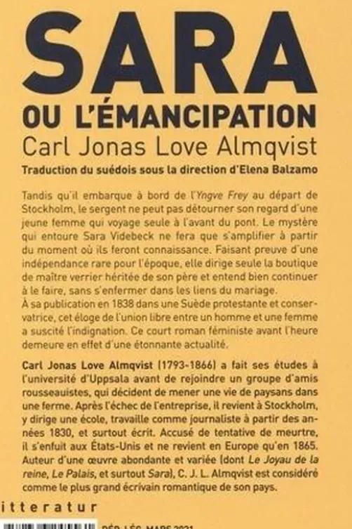Sara ou l'émancipation, Carl-Jonas-Love Almqvist