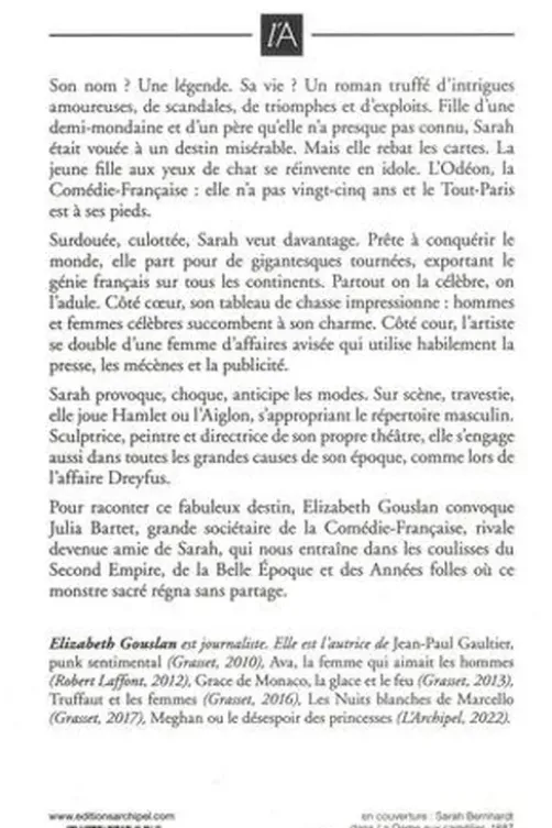 Scandaleuse Sarah. La folle vie de Sarah Bernhardt, Elizabeth Gouslan
