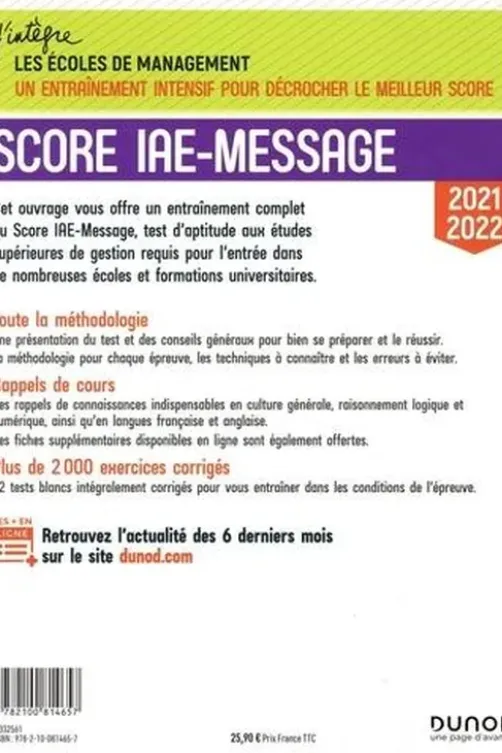 Score IAE-Message. Tout l'entraînement, Edition 2021-2022, Sophie Gallix