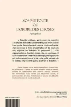 Somme toute ou l'ordre des choses, Pierre Zimmer