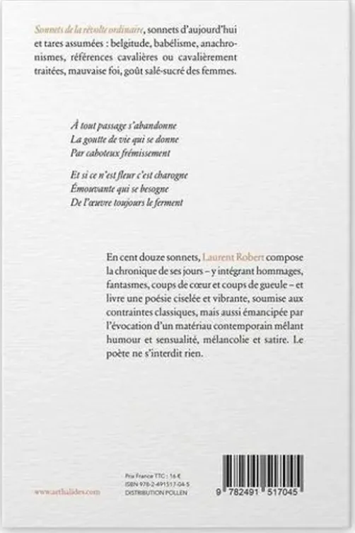 Sonnets de la révolte ordinaire, Laurent Robert