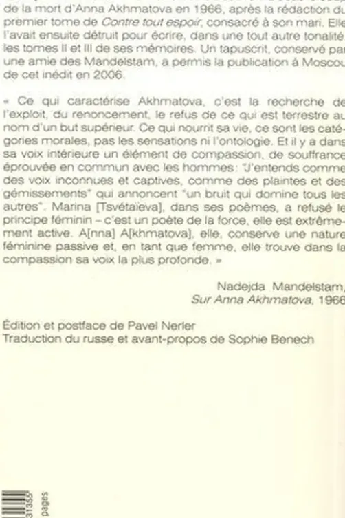 Sur Anna Akhmatova, Nadejda Mandelstam