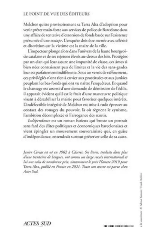 Terra Alta Tome 2 : Indépendance, Javier Cercas