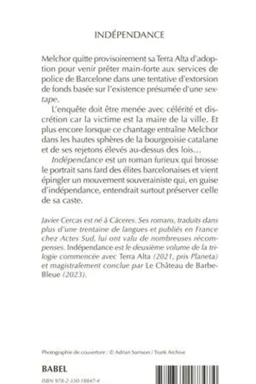 Terra Alta Tome 2 : Indépendance, Javier Cercas
