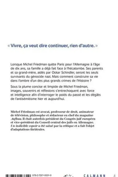 Un indicible espoir, Michel Friedman