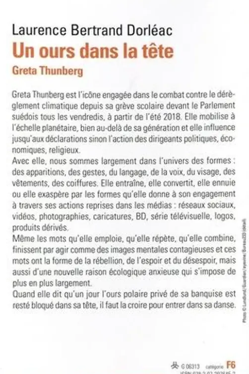 Un ours dans la tête. Greta Thunberg, Laurence Bertrand Dorléac