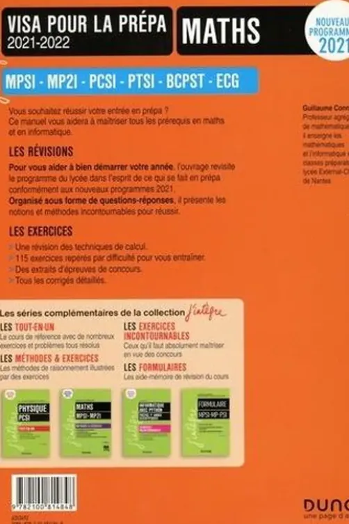 Visa pour la prépa, Maths et informatique. MPSI - MP2I - PCSI - PTSI - BCPST - ECS, Edition 2021-2022, Guillaume Connan