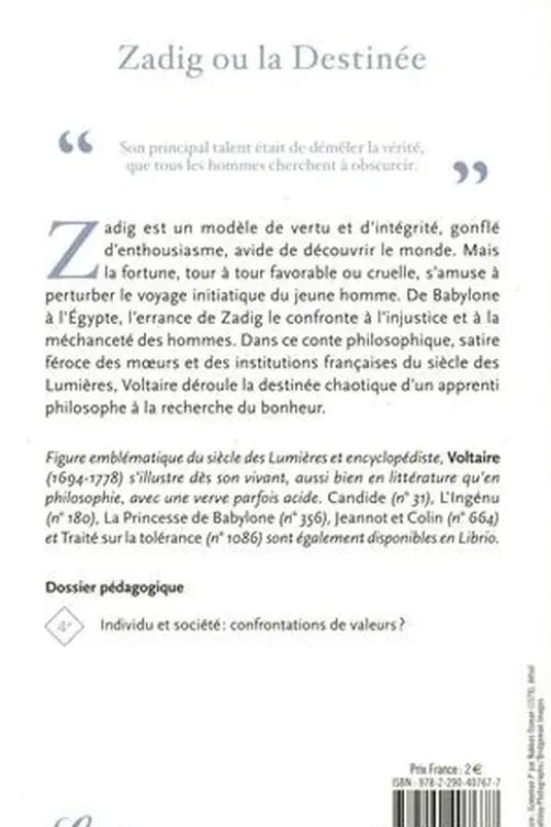Zadig ou la Destinée. Suivi de Micromégas, Voltaire